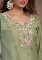 Pista Green Embroidered suit set