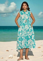 Aqua Floral Aura Dress