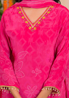 Fuchsia Bloom Crepe Suit Set