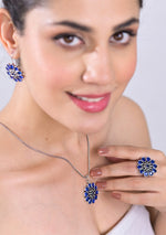 Sapphire Blossom Pendant Set