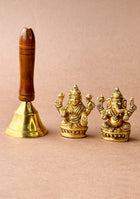 LOTUS BASE LAKSHMI GANESHA PAIR  with bell in gift box