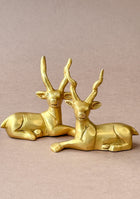 Antique Brass Resting Deer Pair