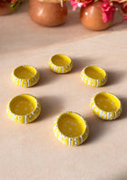 Handcrafted Yellow painted Diya