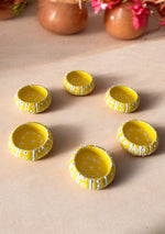 Handcrafted Yellow painted Diya
