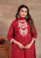 Garnet Glow Cotton Suit Set