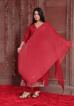 Crimson Elegance Embroidered Suit Set