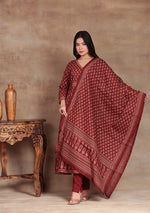 Crimson Bloom Anarkali Suit Set