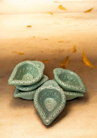 Green Swastic Diya Set of 6