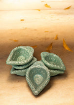 Green Swastic Diya Set of 6