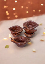 Brown Swastic Diya Set of 6