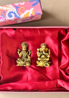 LOTUS BASE LAKSHMI GANESHA PAIR  with bell in gift box