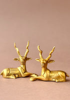 Antique Brass Resting Deer Pair