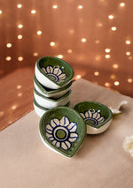 Green and white Flower Diya
