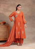 Sunset Glow Embroidered Anarkali Suit Set
