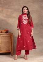 Garnet Glow Cotton Suit Set