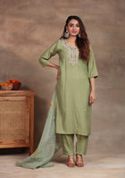 Pista Green Embroidered suit set