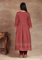 Crimson Bloom Anarkali Suit Set