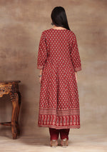 Crimson Bloom Anarkali Suit Set