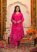 Fuchsia Bloom Crepe Suit Set