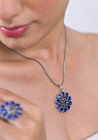 Sapphire Blossom Pendant Set