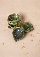 Sage Bloom Glazed Diya set of 6