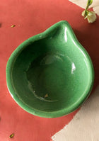 Green glazed diya set of 6