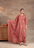 Rust  Elegance embroidered suit set