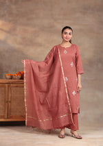 Rust  Elegance embroidered suit set