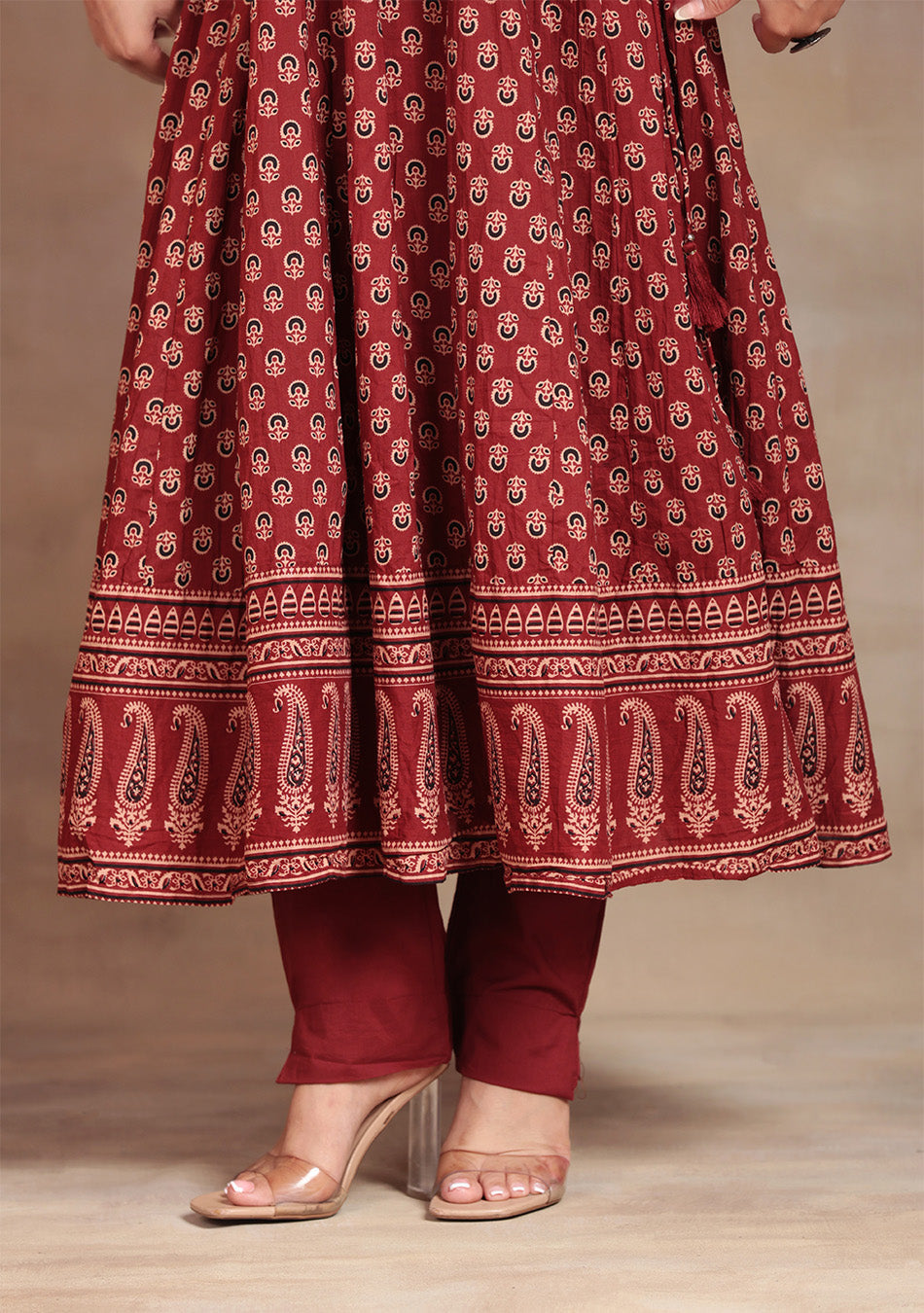 Crimson Bloom Anarkali Suit Set