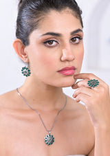 Emerald Blossom Pendant Set