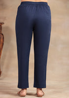 Navy Bloom embroidered suit set