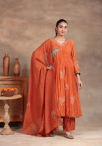 Sunset Glow Embroidered Anarkali Suit Set