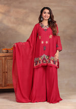 Crimson Star Hand Embroidered Sharara Set