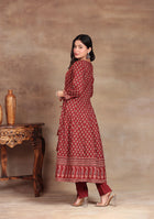 Crimson Bloom Anarkali Suit Set