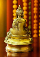 Antique Brass Lotus Seated Buddha
