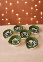 Green and white Flower Diya