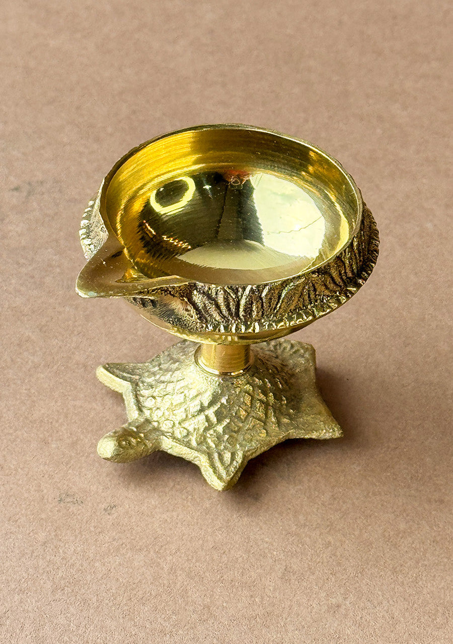 Antique Brass Turtle Base Diya