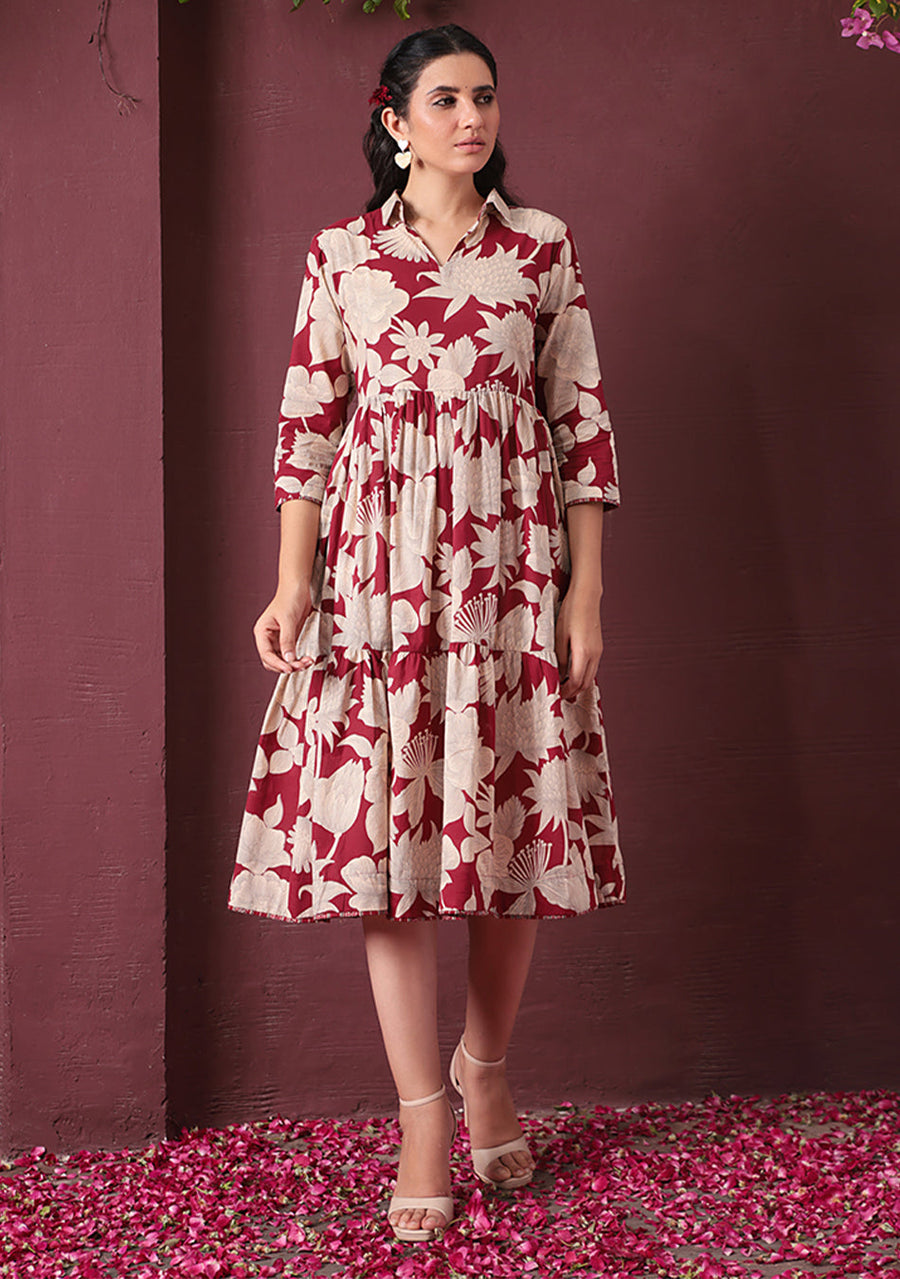 RED BOTANICAL DRESS