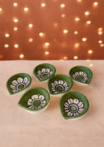 Green and white Flower Diya