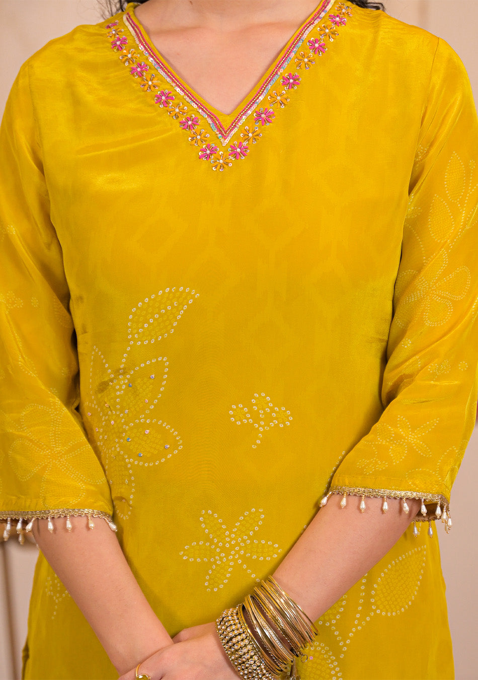 Ammanya Mustard Glow Crepe Suit Set