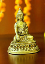 Antique Brass Lotus Seated Buddha