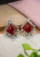 Ruby Square Earrings