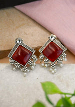 Ruby Square Earrings