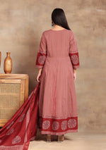 Rust Zig-Zag anarkali suit Set
