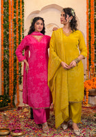 Fuchsia Bloom Crepe Suit Set