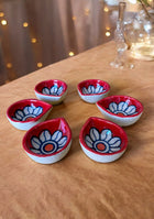 Crimson Floral Diyas Set of 6