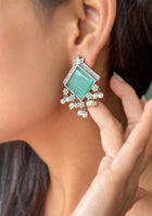 Aqua Square Earring