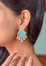Aqua Square Earring