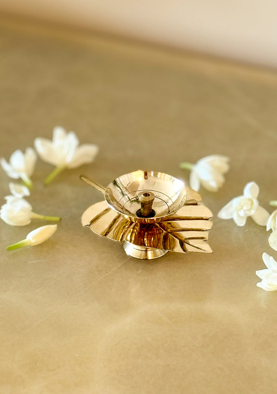 Brass Flame Leaf Diya