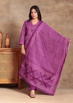Purple Lehriya Suit Set